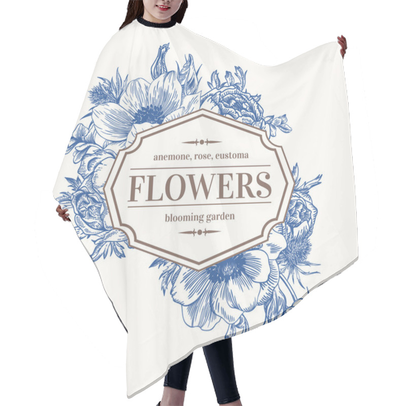 Personality  Frame With Summer Flowers. Hair Cutting Cape