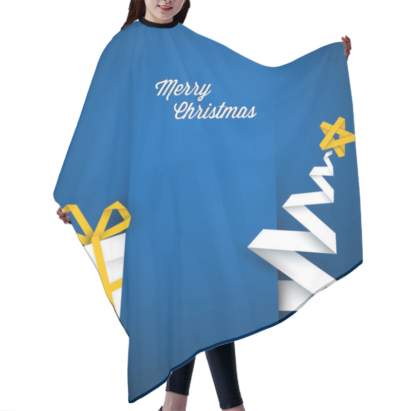 Personality  Simple Vector Blue Christmas Card Illustration Hair Cutting Cape