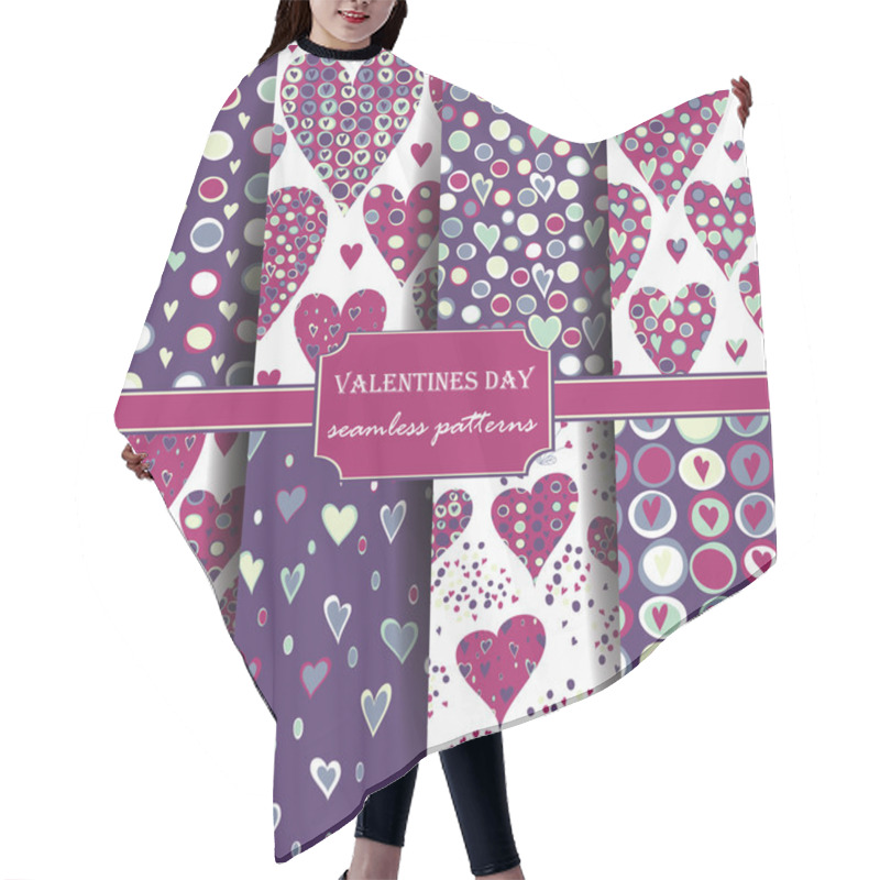 Personality  Cartoon Hearts And Circles Seamless Pattern Hair Cutting Cape