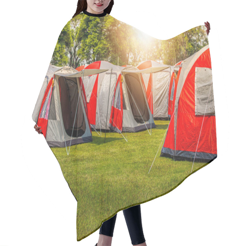 Personality  Camping And Tent Under The Forest In Sunset  Hair Cutting Cape