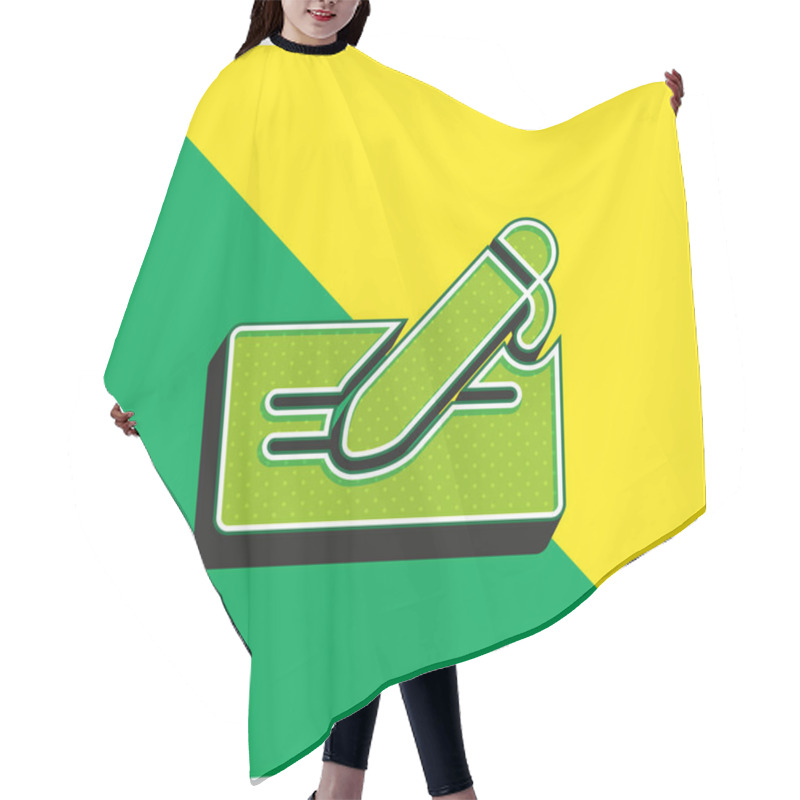 Personality  Agreement Green And Yellow Modern 3d Vector Icon Logo Hair Cutting Cape