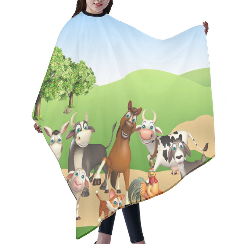 Personality  Group Of Farm Animal Hair Cutting Cape