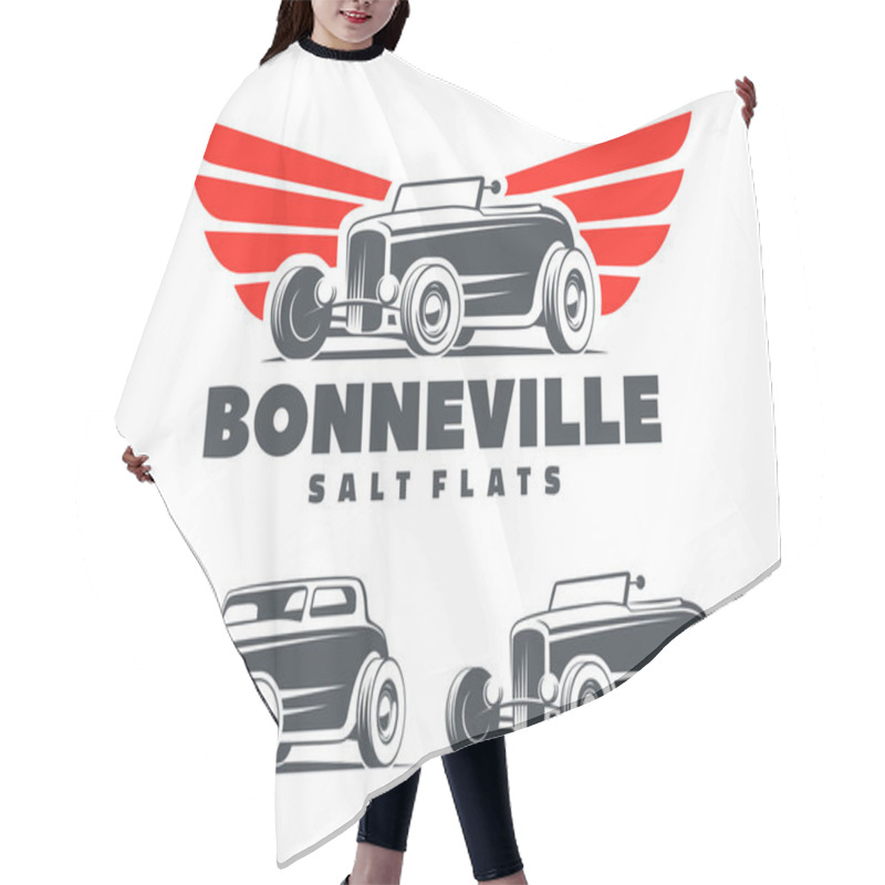 Personality  Retro Hot Rod With Stylized Wings Logo. Hair Cutting Cape