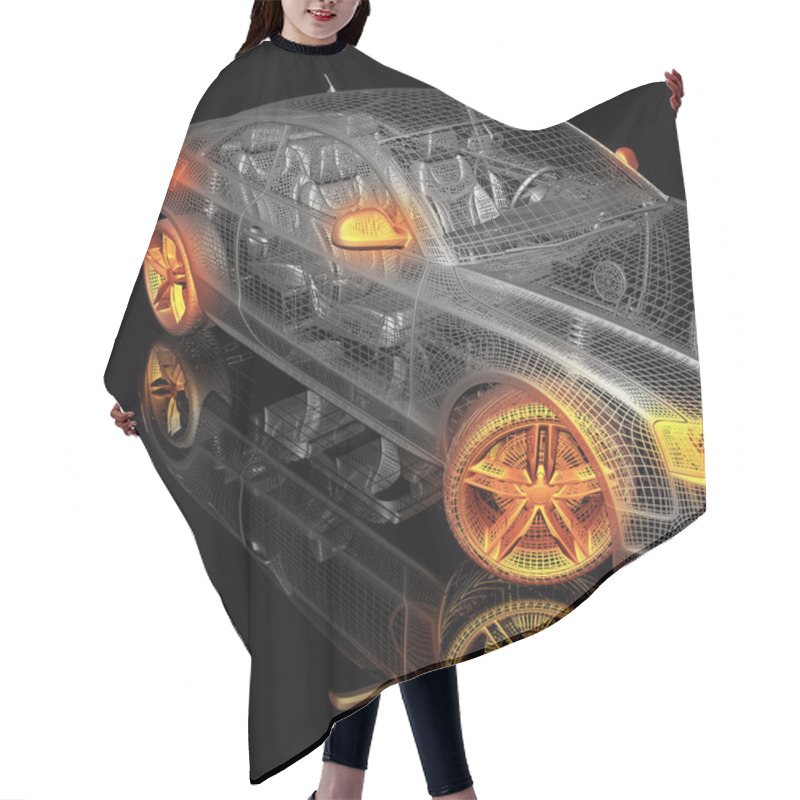 Personality  3d Car Model On A Black Background Hair Cutting Cape