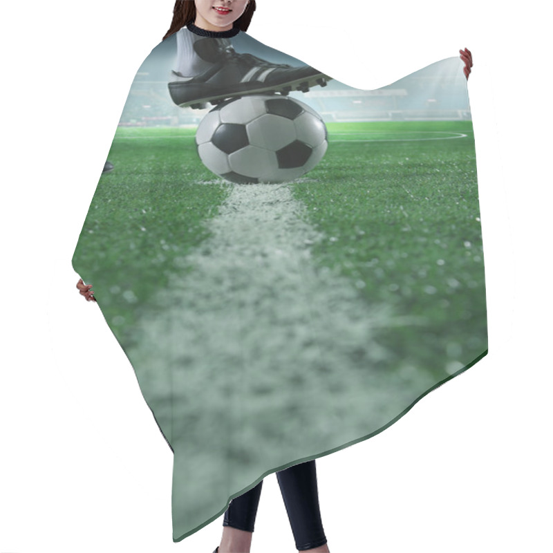 Personality  Foot On Top Of Soccer Ball Hair Cutting Cape