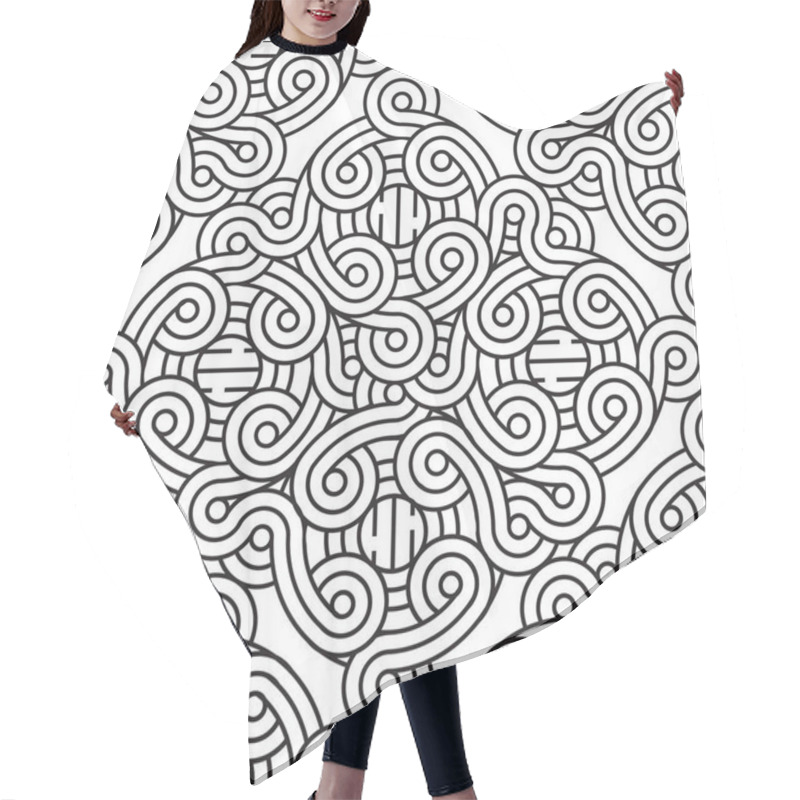 Personality  The Seamless Pattern Of Ornament. Black And White Repeated Background. Vector Design Hair Cutting Cape