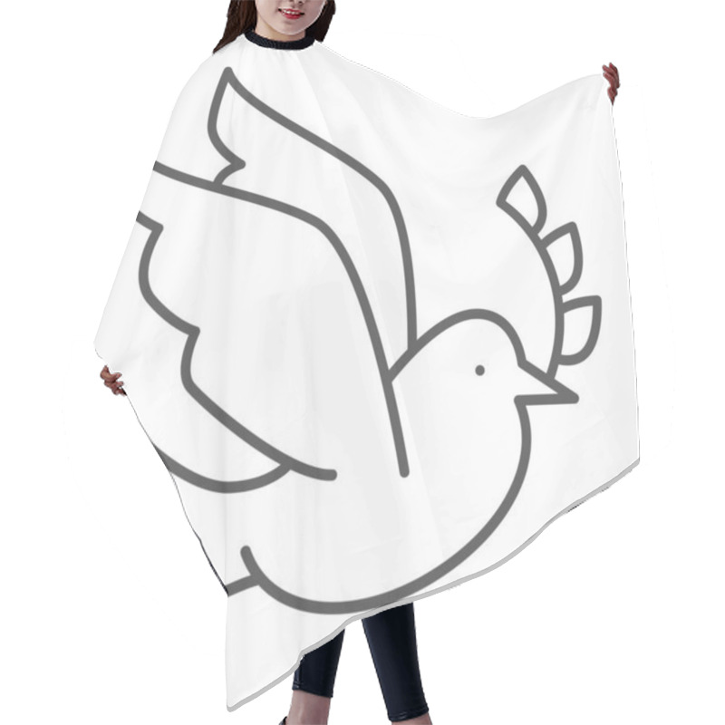 Personality  Dove With A Wreath Branch Thin Line Icon. Pigeon Carries An Olive Branch Outline Style Pictogram On White Background. Easter And Bird Dove Peace For Mobile Concept And Web Design. Vector Graphics. Hair Cutting Cape