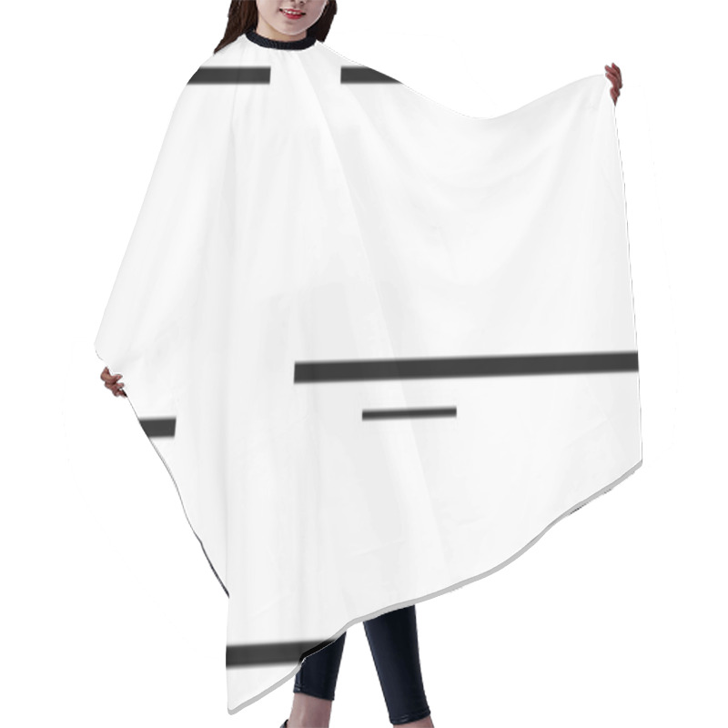 Personality  Black Horizontal Lines Of Varying Lengths And Placement Create A Modern Asymmetrical Design. Ideal For Graphic Design, Decoration, Technology, Minimalism, Modern Art, Grids, Abstract Line Flat Hair Cutting Cape