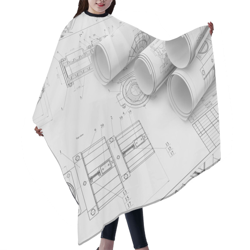 Personality  Roll And Flat Technical Drawings Hair Cutting Cape