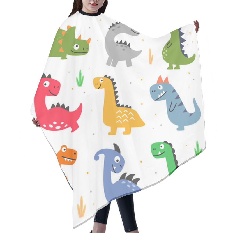 Personality  Vector Illustration Of Different Dinosaurs Hair Cutting Cape