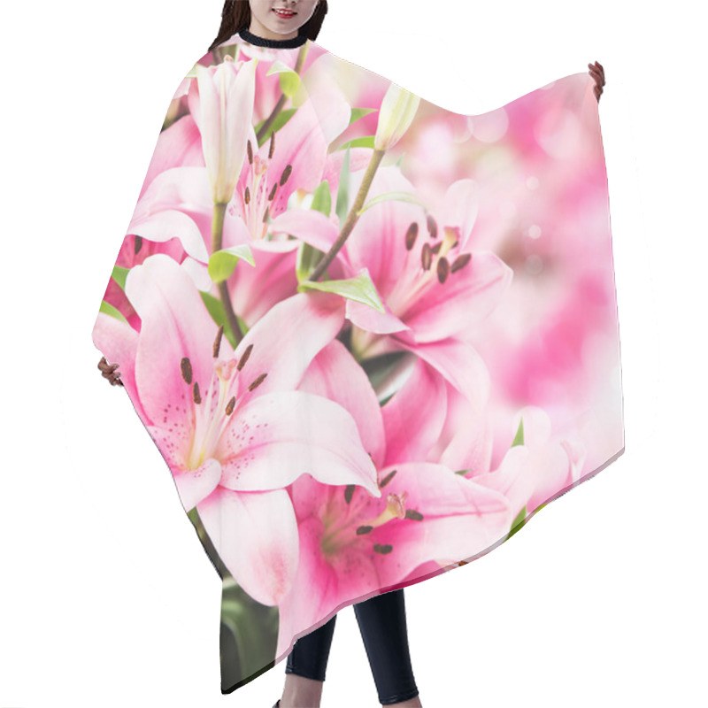 Personality  Pink Lilies Hair Cutting Cape