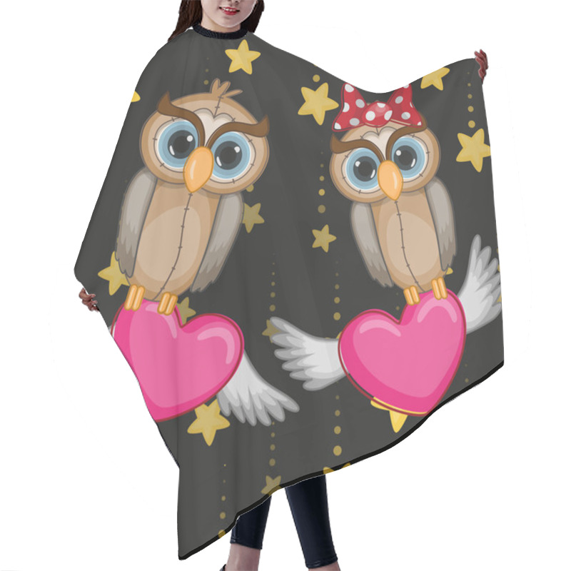 Personality  Cute Lovers Owls Hair Cutting Cape