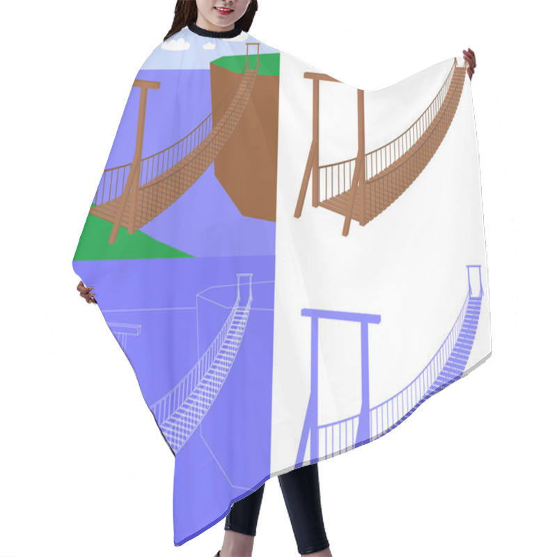 Personality  Suspension Bridge In Perspective View Vector Hair Cutting Cape