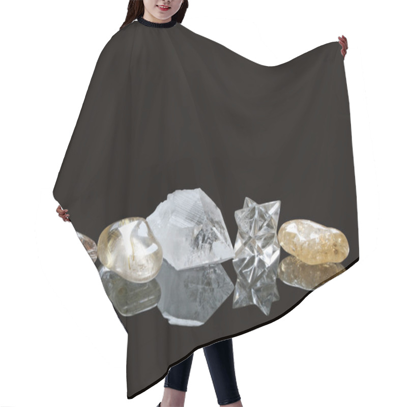 Personality  Healing Crystals On Black Background Hair Cutting Cape