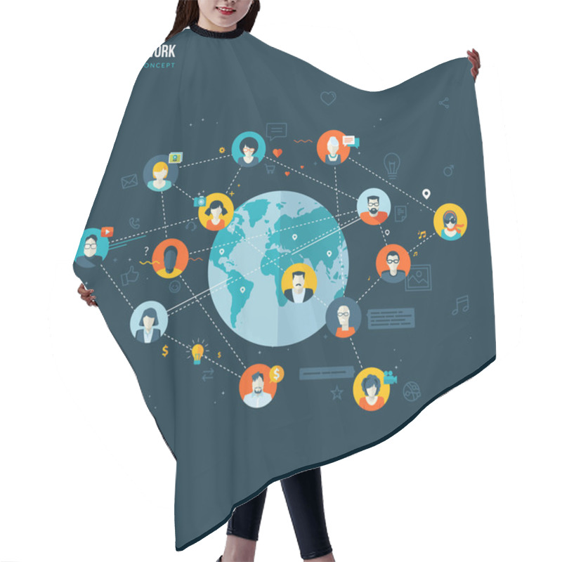 Personality  Flat Design Concept For Social Network Hair Cutting Cape