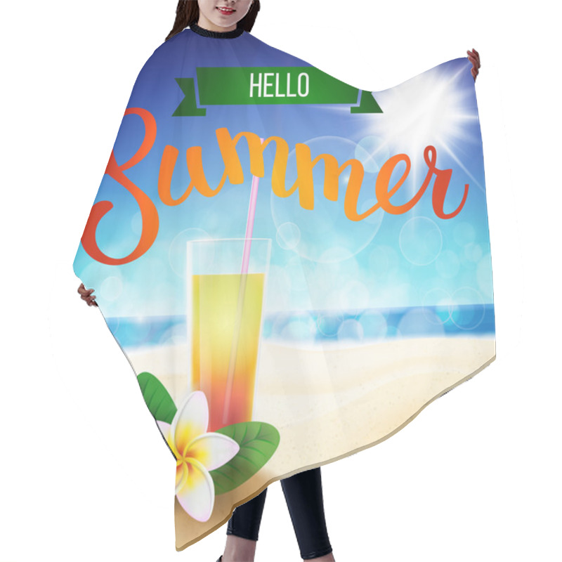 Personality  Summer Tropical Beach Background With Original Hand Lettering He Hair Cutting Cape