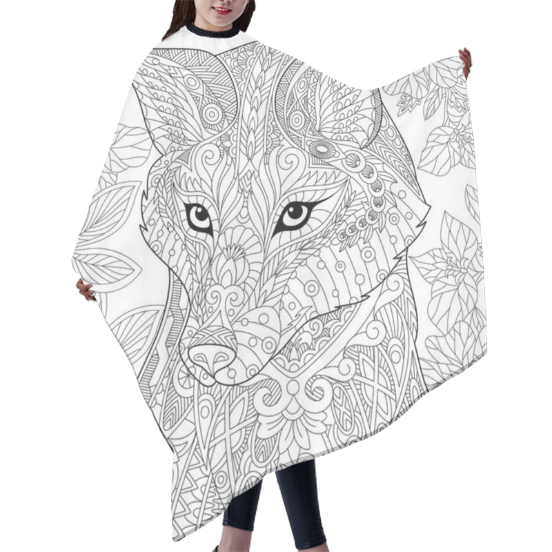 Personality  Zentangle Stylized Fox Hair Cutting Cape