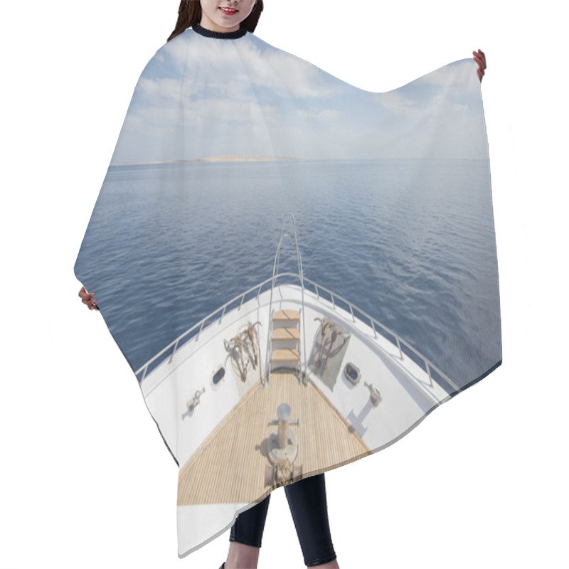 Personality  View Over The Bow Over A Large Luxury Motor Yacht Hair Cutting Cape