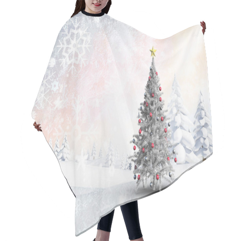 Personality  Christmas Tree With Baubles And Star Hair Cutting Cape