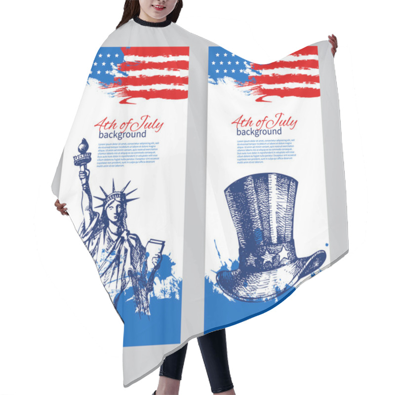 Personality  Banners Of 4th July Backgrounds With American Flag. Independence Day Hair Cutting Cape