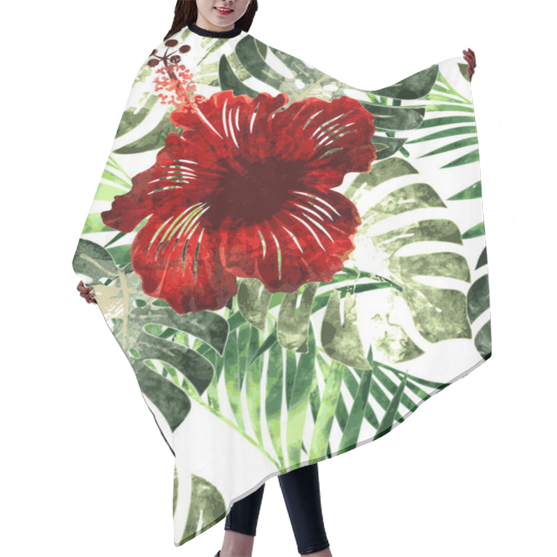 Personality  Tropical Plants Flowers Seamless Pattern Hair Cutting Cape