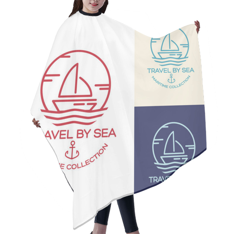 Personality  Travel By Sea. Maritime Collection Illustration Hair Cutting Cape