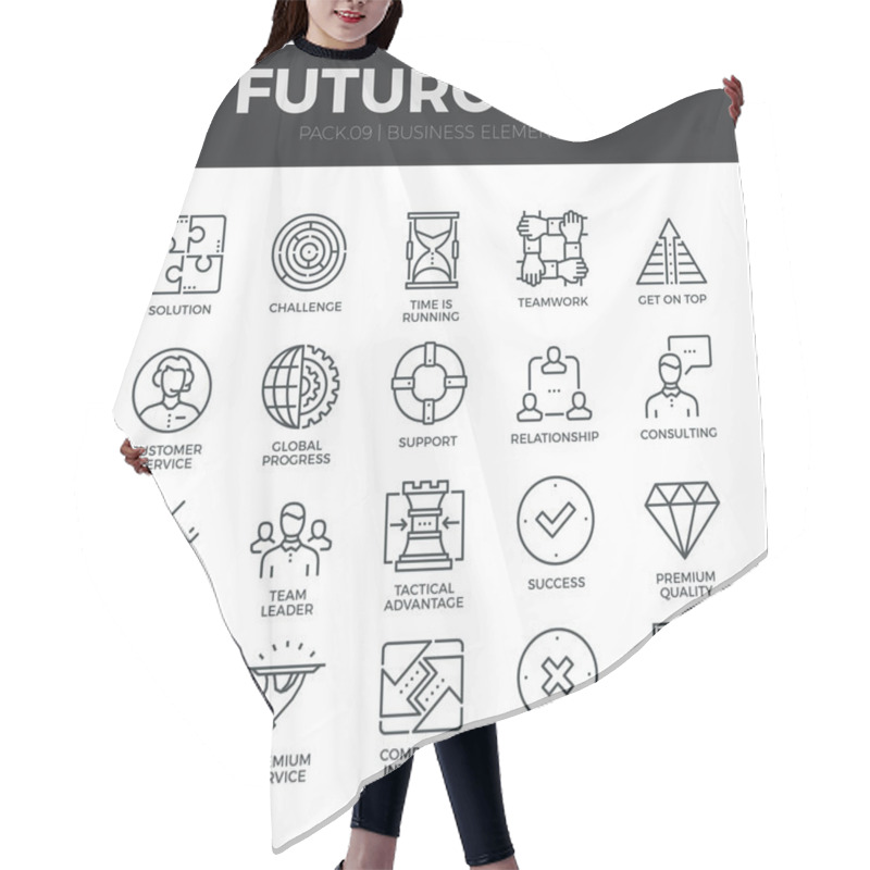 Personality  Business Elements  Icons Set Hair Cutting Cape