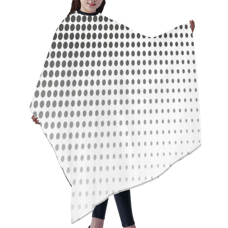 Personality  Abstract Background With Dark Gray Dots. Vector Illustration Of Gradient Dots Of Different Sizes Isolated On White Background. Halftone Effect. Pop Art. Hair Cutting Cape