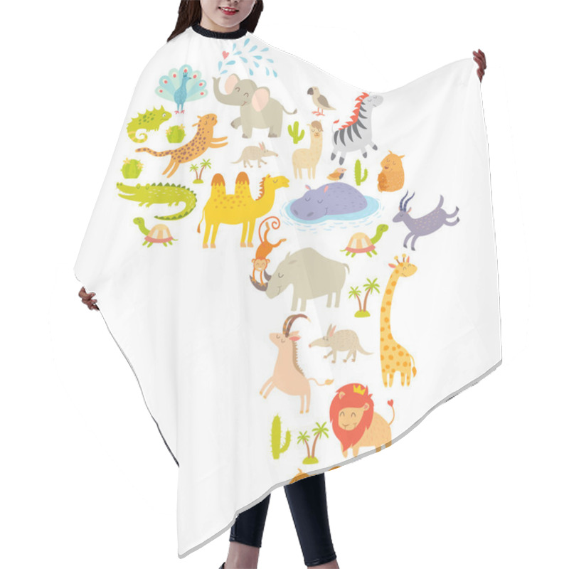 Personality  African Mammal Map Silhouettes Hair Cutting Cape