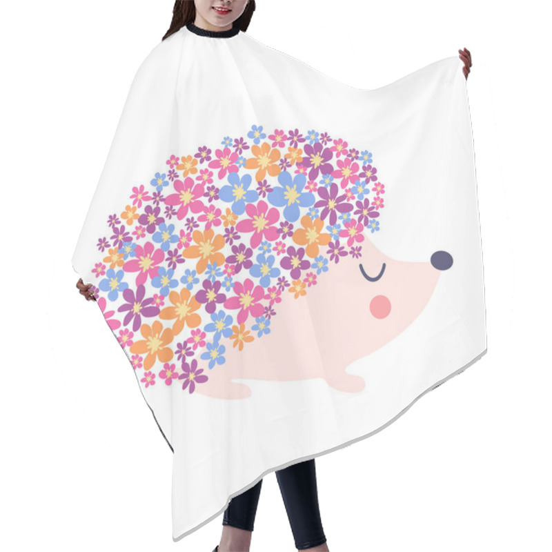 Personality  Floral Hedgehog With Flowers And Cute Hedgehogs On A White Background Hair Cutting Cape