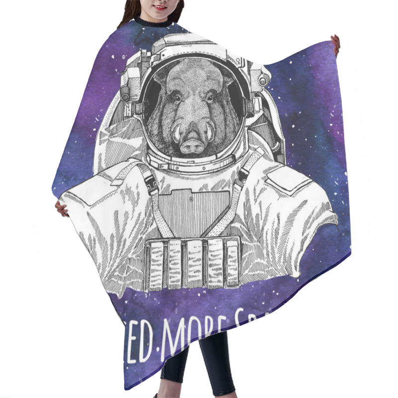 Personality  Animal Astronaut Aper, Boar, Hog, Hog, Wild Boar Wearing Space Suit Galaxy Space Background With Stars And Nebula Watercolor Galaxy Background Hair Cutting Cape