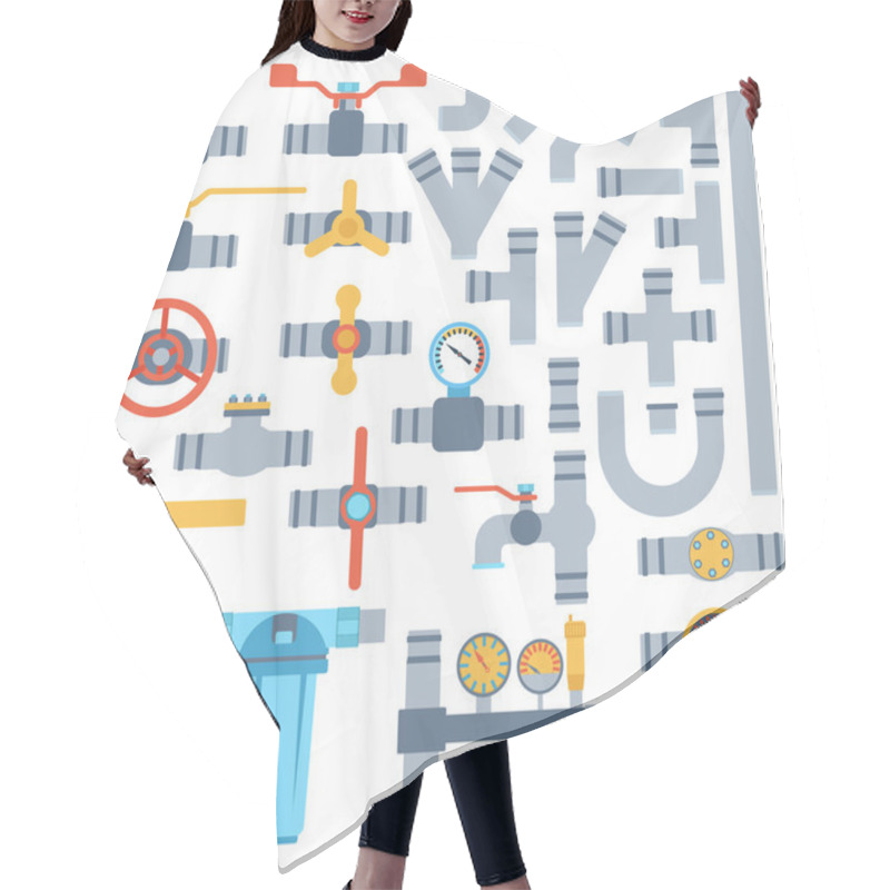 Personality  Pipes Vector Set. Hair Cutting Cape