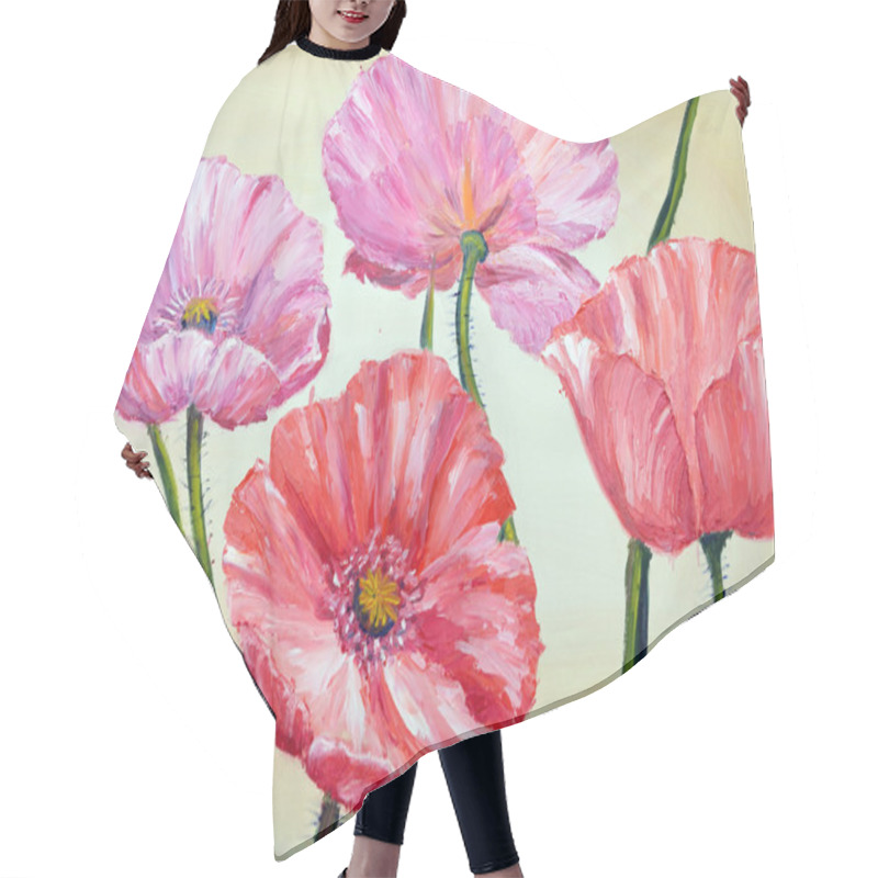 Personality  Poppies, Oil Painting On Canvas Hair Cutting Cape