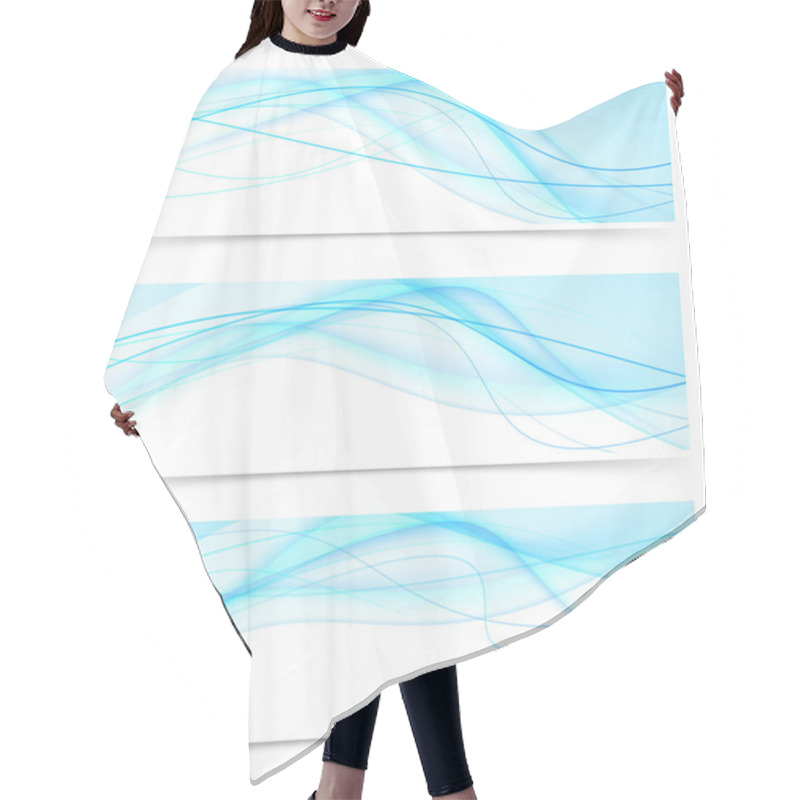 Personality  Modern Blue Wave Line Banners Hair Cutting Cape