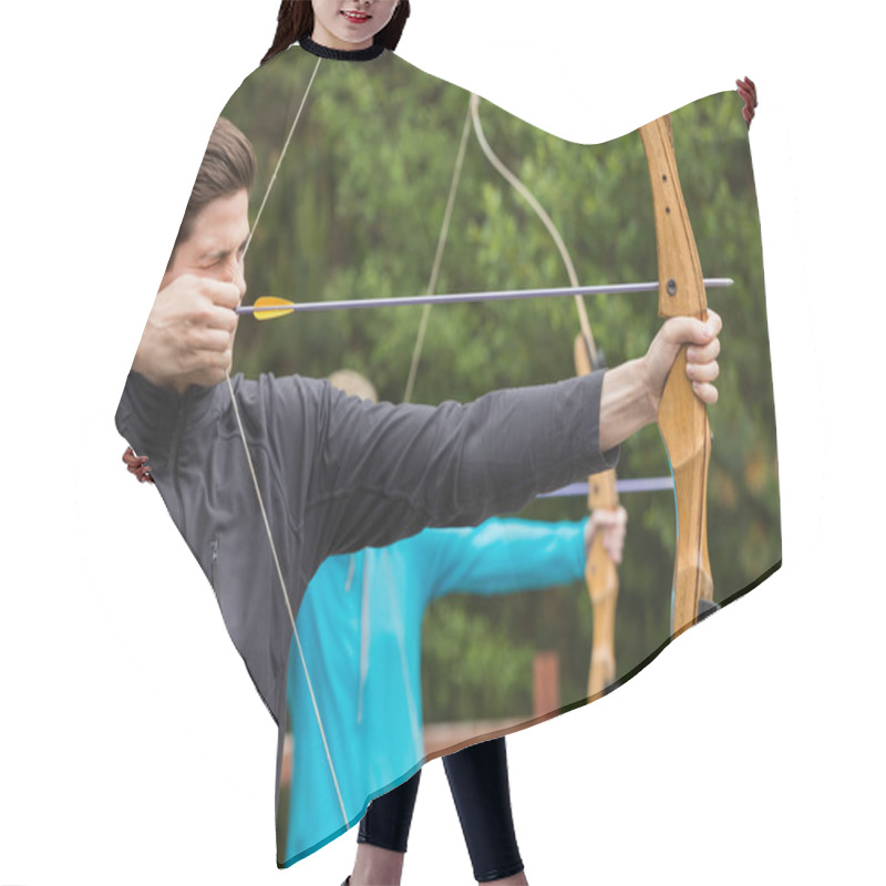 Personality  Handsome Man Practicing Archery Hair Cutting Cape