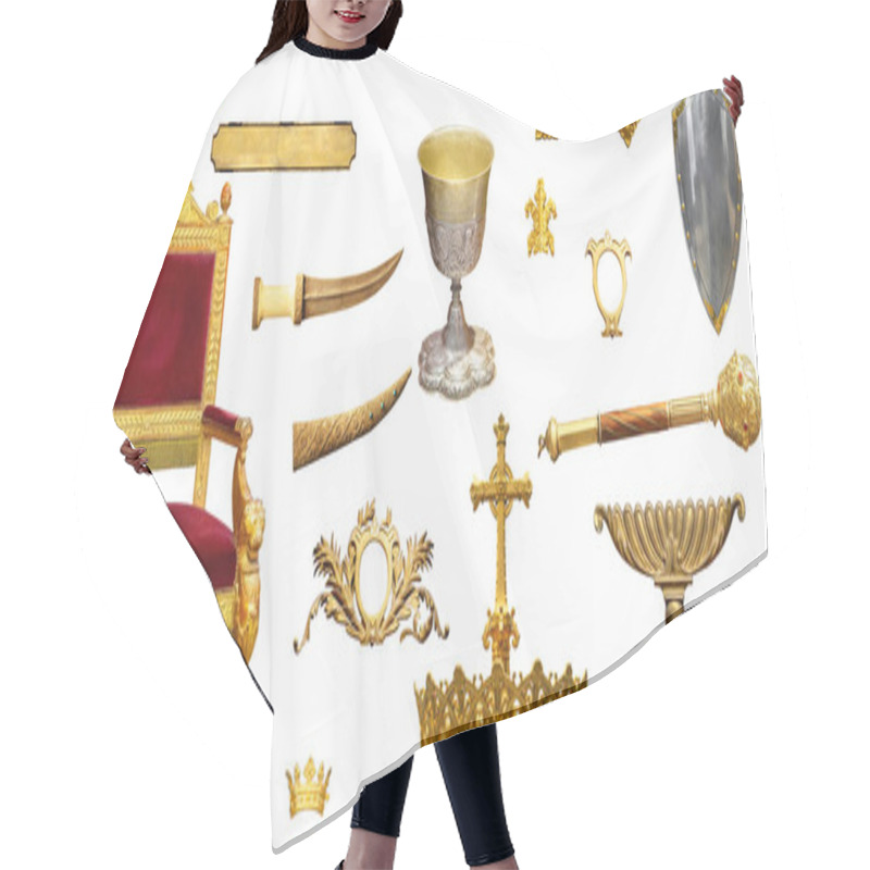 Personality  Golden elements of the royal, imperial interior isolated hair cutting cape