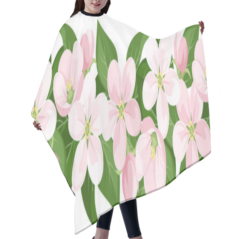 Personality  Vector Horizontal Seamless Background With Apple Blossoms. Hair Cutting Cape