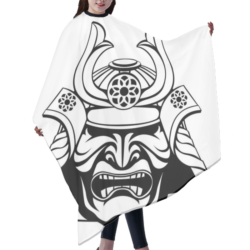 Personality  An Illustration Of A Stylised Samurai Mask And Helmet Hair Cutting Cape