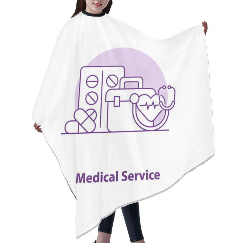 Personality  Medical Service Creative UI Concept Icon. Medical Service. Doctor Online. Medical Equipment. Doctor Consultation Abstract Illustration. Isolated Vector Art For UX. Color Graphic Design Element Hair Cutting Cape