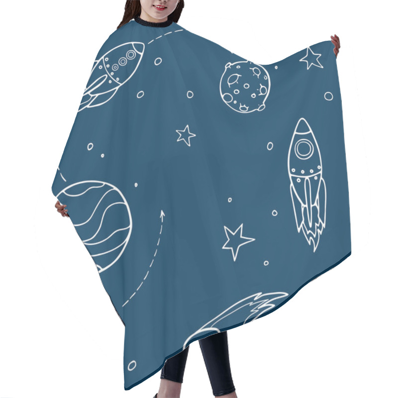 Personality  Set Of Cartoon Space Elements Hair Cutting Cape