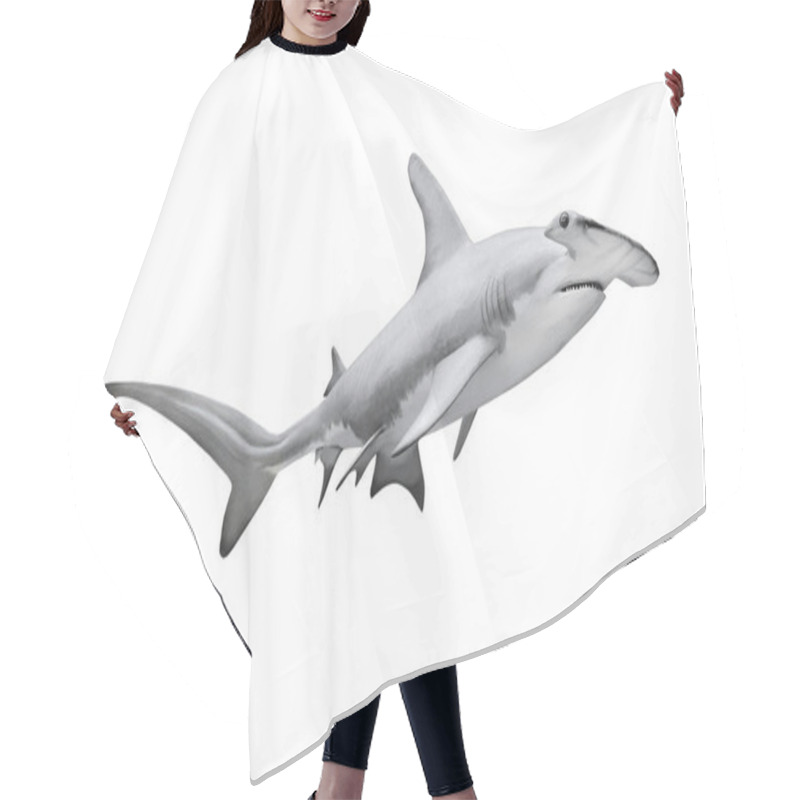 Personality  The Great Hammerhead Shark Isolated On White. Hair Cutting Cape