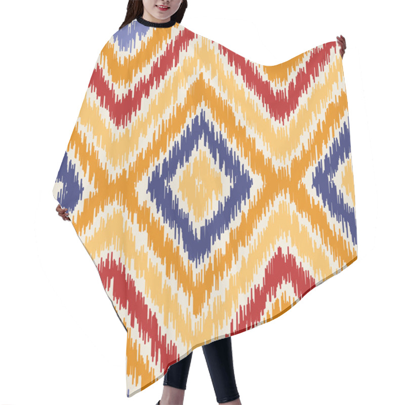 Personality  Seamless Geometric Pattern, Ikat Fabric Style. Hair Cutting Cape