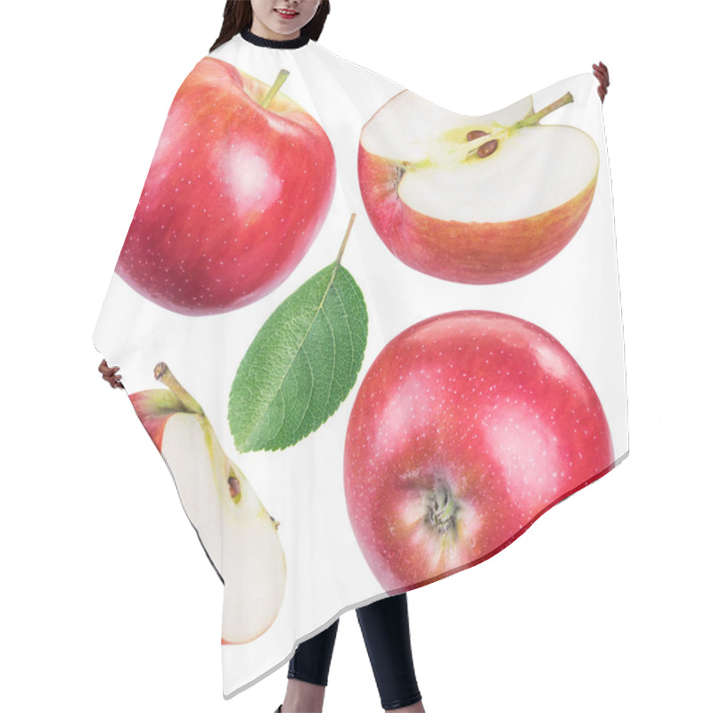 Personality  Set Of Ripe Red Apples And Apple Slices. Hair Cutting Cape