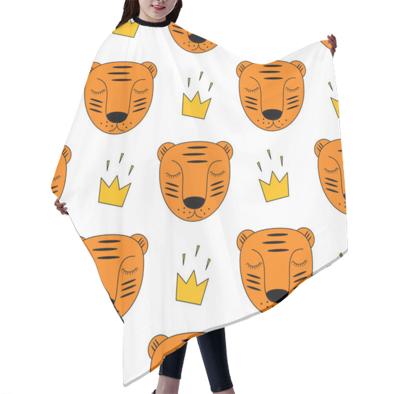 Personality  Tigers With Crowns Pattern Hair Cutting Cape