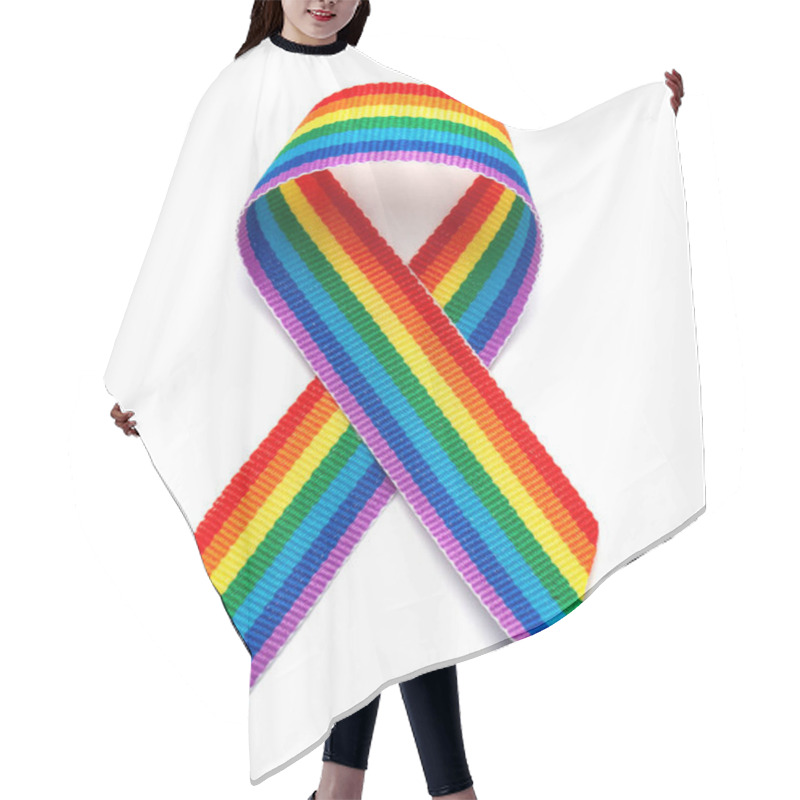 Personality  LGBT Rainbow Ribbon Pride Tape Symbol. Stop Homophobia. Isolated On A White Background Hair Cutting Cape