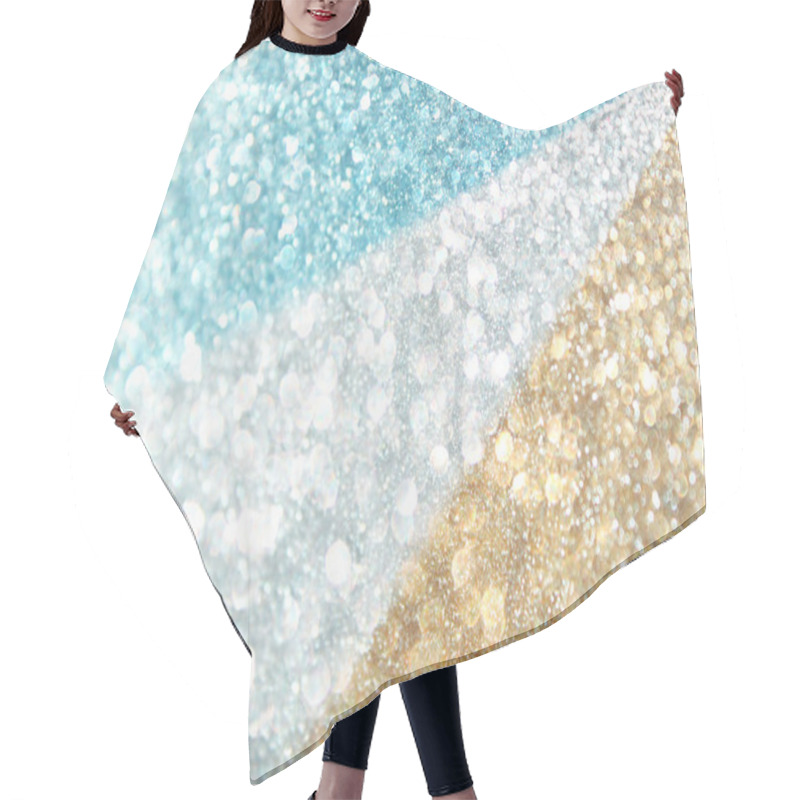 Personality  Glitter Burst Of Defocused Lights, Gold White And Blue Hair Cutting Cape