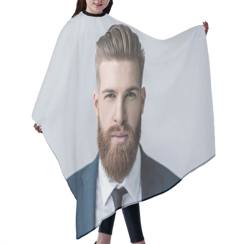 Personality  Stylish Bearded Businessman Hair Cutting Cape