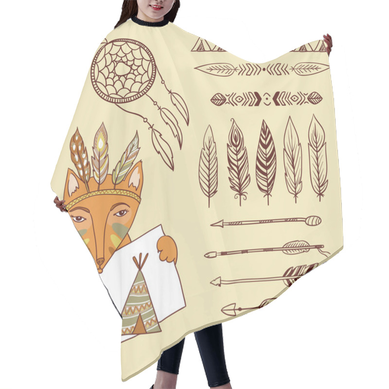 Personality  Fox And Indian Elements Hair Cutting Cape