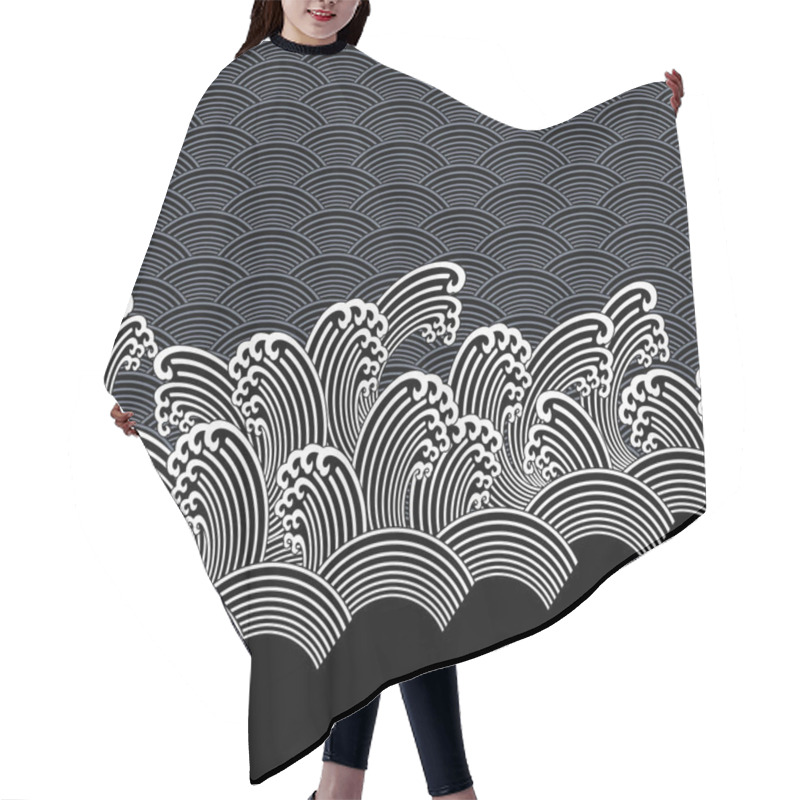 Personality  Ornament Design Of The Wave Japanese Style In Seamlessness,It Is Japanese Classic Pattern, Hair Cutting Cape