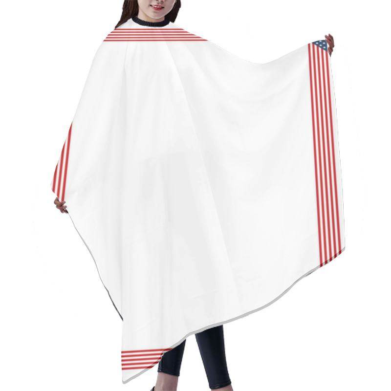 Personality  American Flag Style Vertical Rectangular Border With Alternating Red And White Stripes With Blue Star-studded Corners. Blank Central Area Providing Space For Text Or Other Content. Isolated. Vector. Hair Cutting Cape